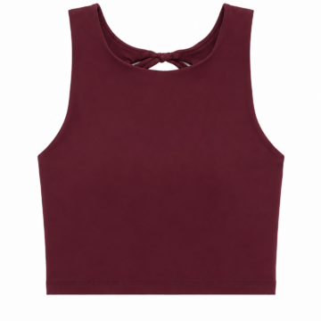 Burgundy Sleeveless Crop Top with Back Twist Detail