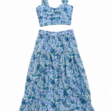 Women's Floral Print Crop Top and High-Waisted Maxi Skirt Set
