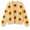 Cream Crocheted Cardigan with Sunflower Motifs