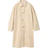 Beige Oversized Knee-Length Coat with Drop Shoulders