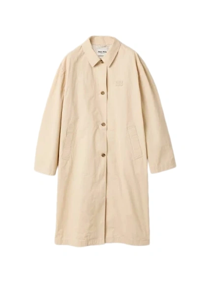 Beige Oversized Knee-Length Coat with Drop Shoulders