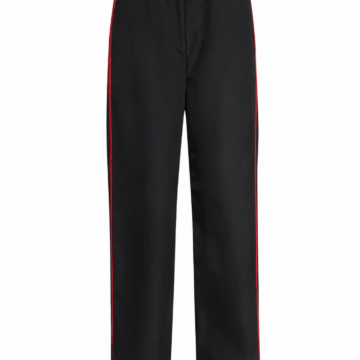 Black Track Pants with Red Side Stripe