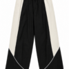 Black Wide-Leg Track Pants with White Panels