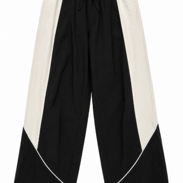 Black Wide-Leg Track Pants with White Panels
