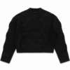 Black Cropped Cable-Knit Sweater