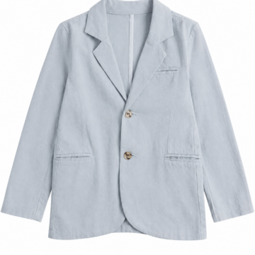 Light Blue Relaxed Fit Blazer with Notch Lapels