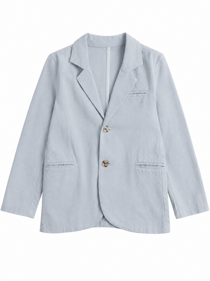 Light Blue Relaxed Fit Blazer with Notch Lapels