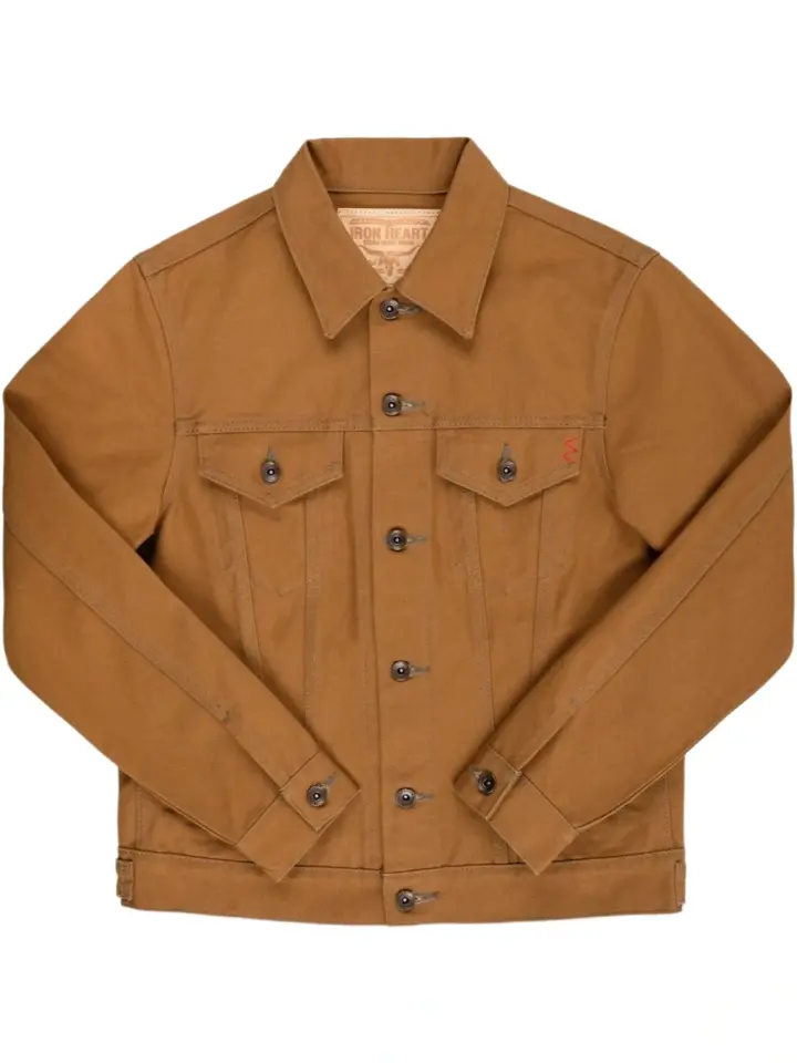 Tan Classic Trucker Jacket with Button Front
