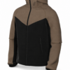 Olive Green and Black Color-Blocked Full-Zip Hooded Jacket
