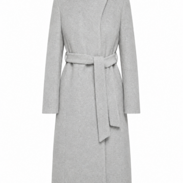 Light Grey Wrap Belted Long Coat