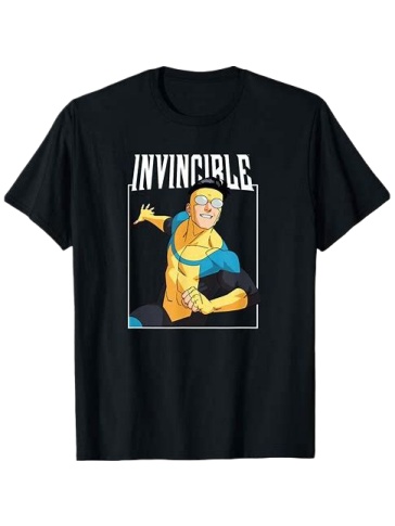 Black Superhero Graphic Print Crew Neck T-Shirt